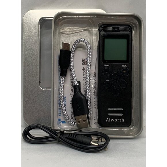 Aiworth E36 Digital Voice Recorder 8GB Black With USB Cable & Aux Cord 1117 - Picture 1 of 12